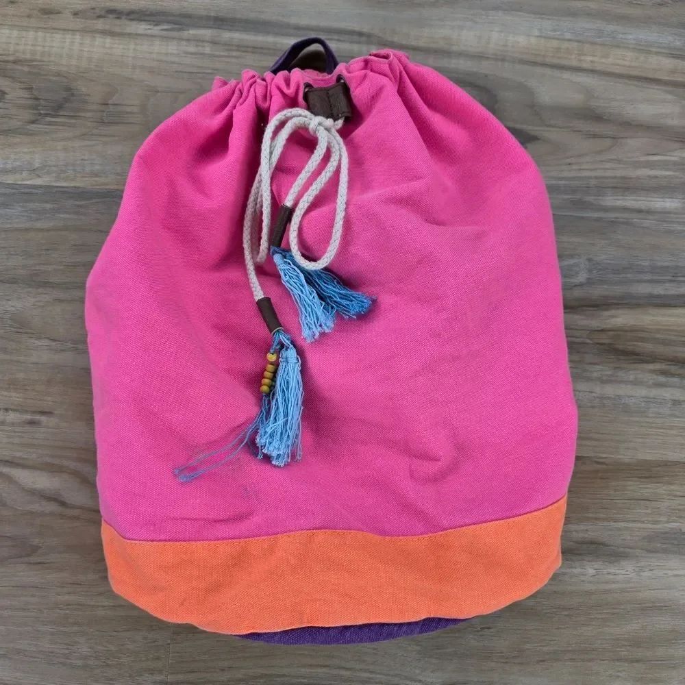 💜Vintage Mossimo Neon Pink, Orange, & Purple Colorblock Backpack